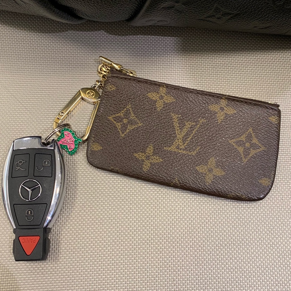 Louis Vuitton Brown Monogram Key Pouch with Gold Hardware